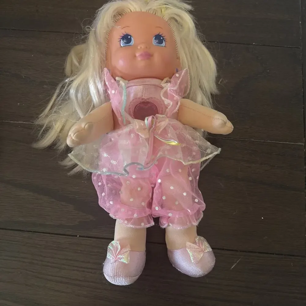 Vintage 1992 PJ Sparkles Pink Soft Plush Doll with Clothes Working
